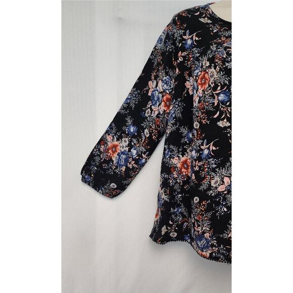 American Eagle Outfitters 3/4 Balloon Sleeve Keyhole Neck Floral S/P - Picture 6 of 8